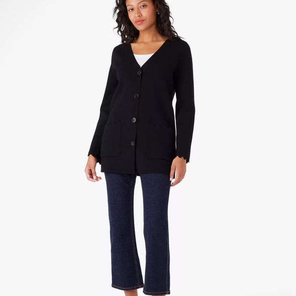 NWT Kate Spade Scalloped Sweater Blazer / Size S / Black - Picture 3 of 7